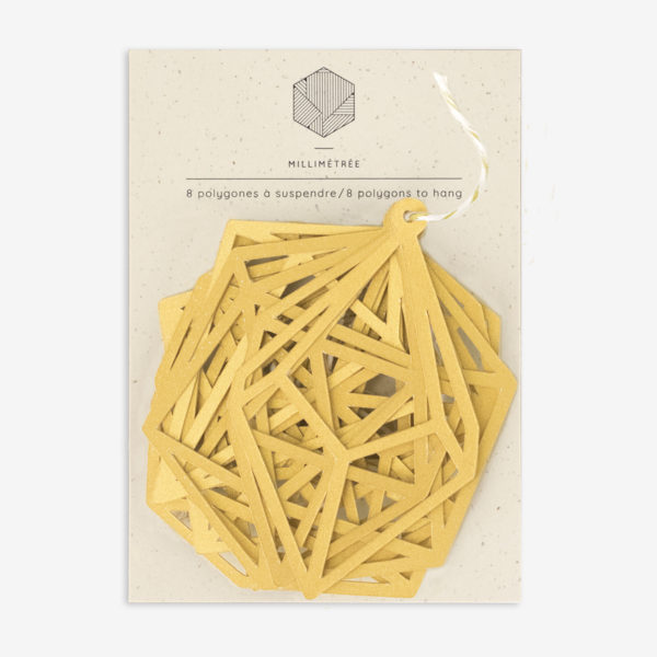 sachet de 8 polygones formes papier découpées or