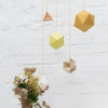 Millimétrée - mobile Aéline - polyèdre - origami - paper - moutarde -laiton