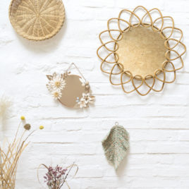 jeaninne x millimetree | miroir vitrail américain et origami couronne lilwenn , papier poudré