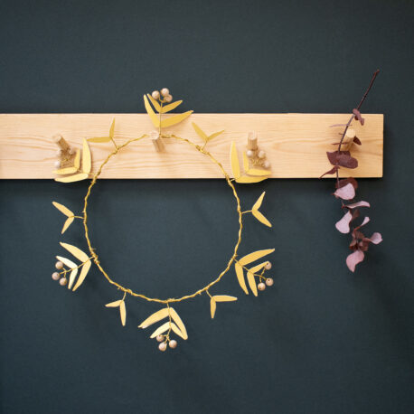 Couronne doré, or,  laiton #baierose, couronne de fleurs, noël