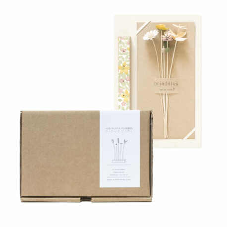 coffret 5 brindilles ;  bar à fleurs, réglette, pic à brindilles, pic à fleurs, emballage, packaging